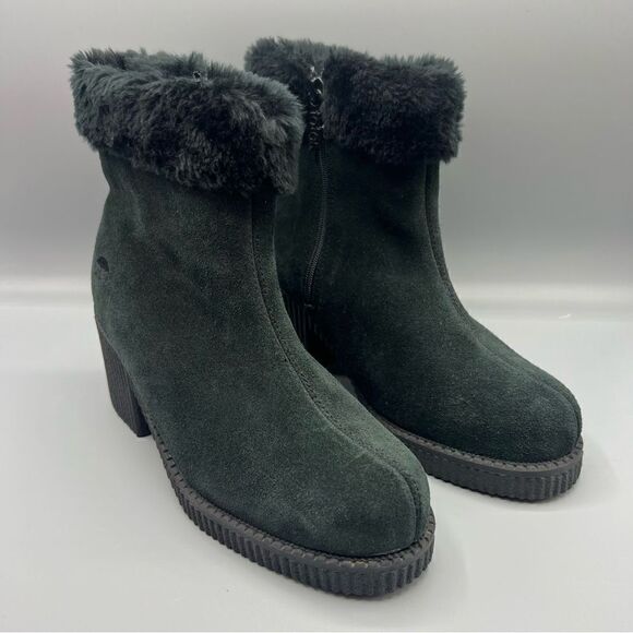 Totes Suede Fur Lining Chunky Heel Ankle Boots - Picture 2 of 7